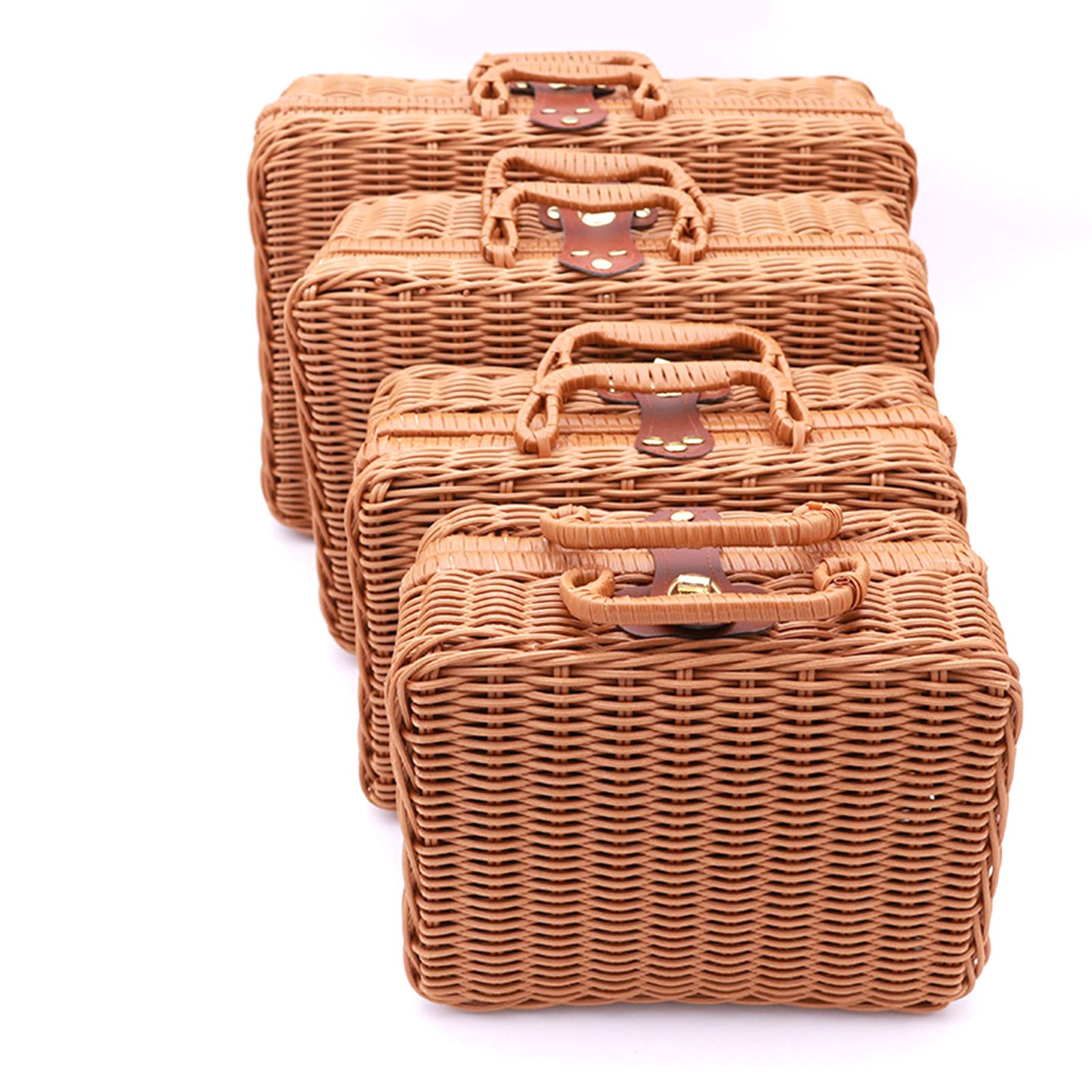 Vintage Handmade Imitation Rattan Woven Storage Case Makeup Travel Picnic Shop Luggage Basket Holder Sundries Organizer Box โ image 2