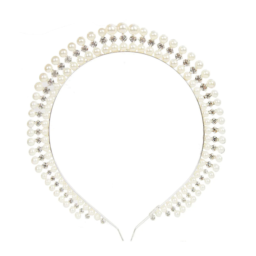 Gold Elegant Faux Pearl Bridal Headband - Multi-Layer Vintage Princess Tiara for Weddings and Formal Occasions, Lightweight Design — image 2