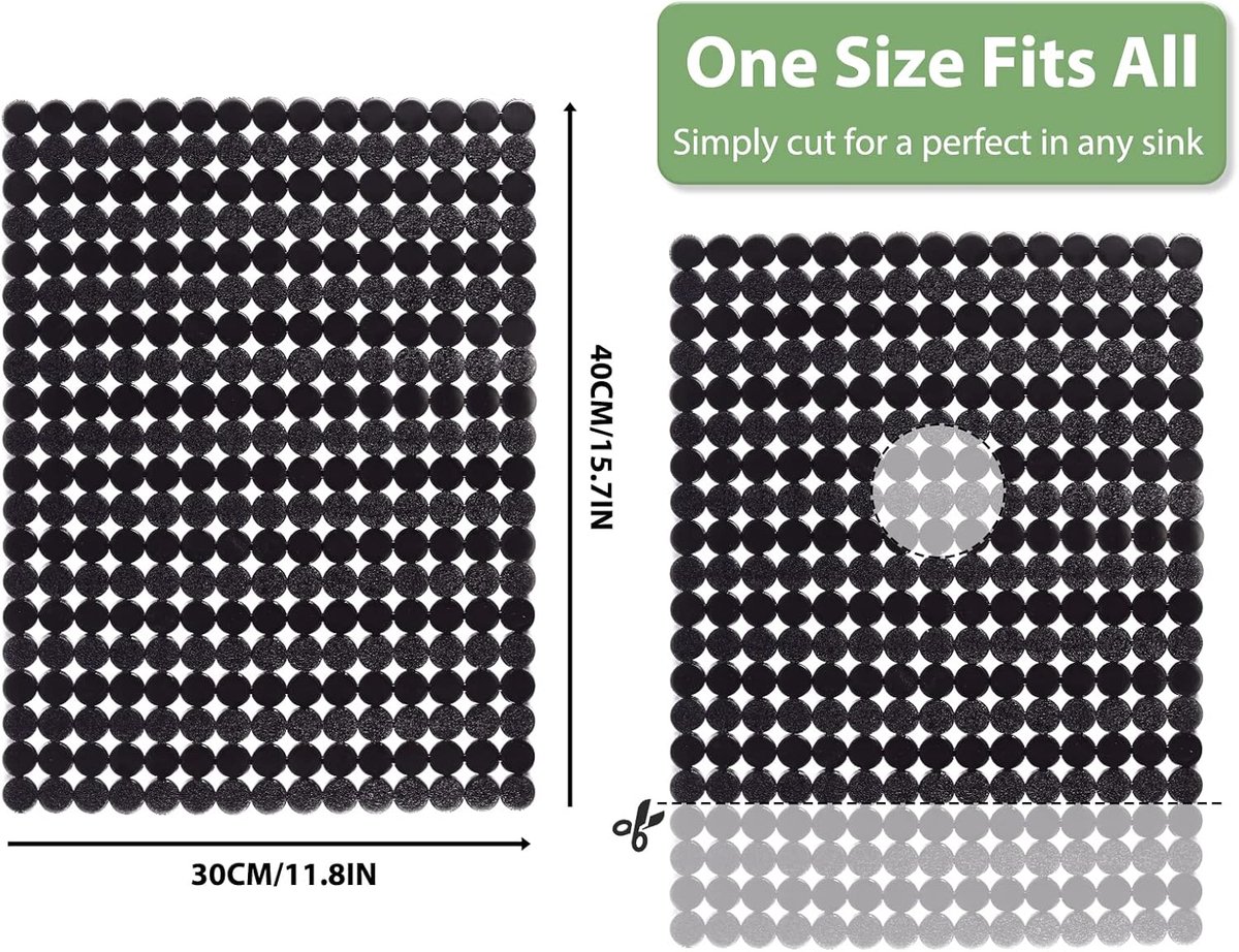 Sink mat - 2 pieces - 30x40cm - Sink insert - Rectangular - Dot design - Sink protection - Black - PVC - Sink mat - Washbasin mat — image 2