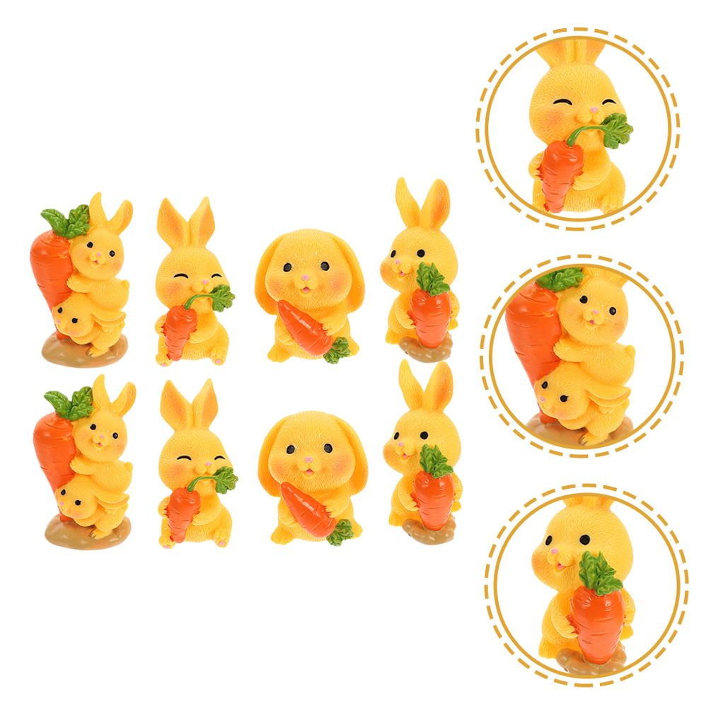 8Pcs Resin Craft Rabbit Miniatures Yellow Bunny Figurines for Home Garden Easter Decoration — image 3