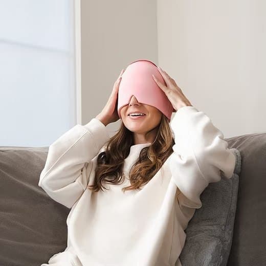 Cooling Migraine Cap with Gel Eye Mask for Headache Relief and Sleep Aid, Black — image 3