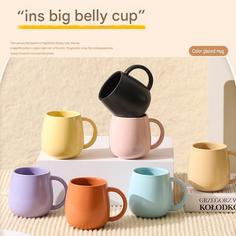 2 pack (Purple and Green )Macaron Ceramic Mug 480ml - Large Belly Coffee Cup, Underglaze Colour, Non Slip Base, Ergonomic Handle, Microwave and Dishwasher — image 2