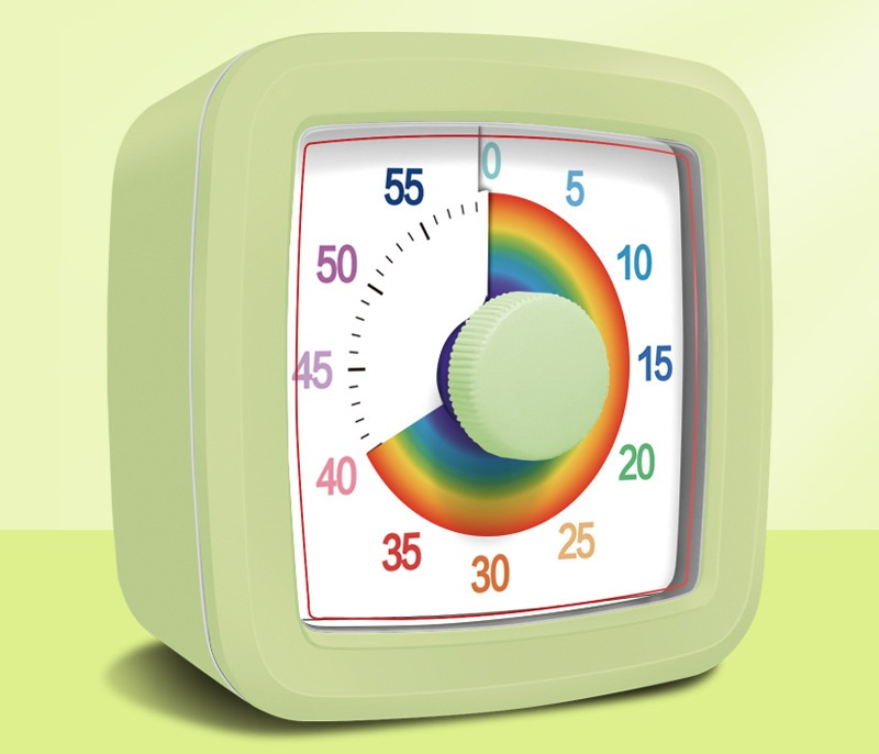 Green Visual timer for kitchen โ a 60-minute rainbow countdown timer, silent operation, suitable for cooking, studying, and everyday tasks. Battery powered