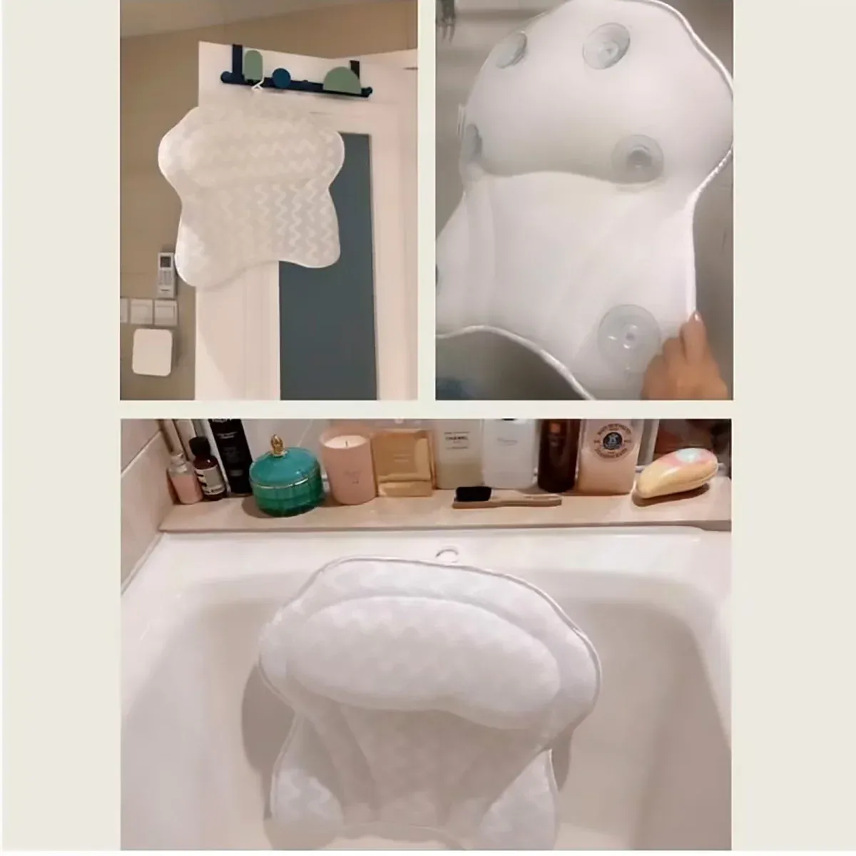 3D Breathable Mesh Bathtub Pillow Non Slip For Bathroom Spa Neck Back Support — image 4