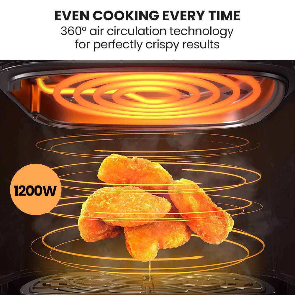 EUROCHEF 6.5L Air Fryer, Electric Digital Airfryer with Glass Container, Black โ image 3