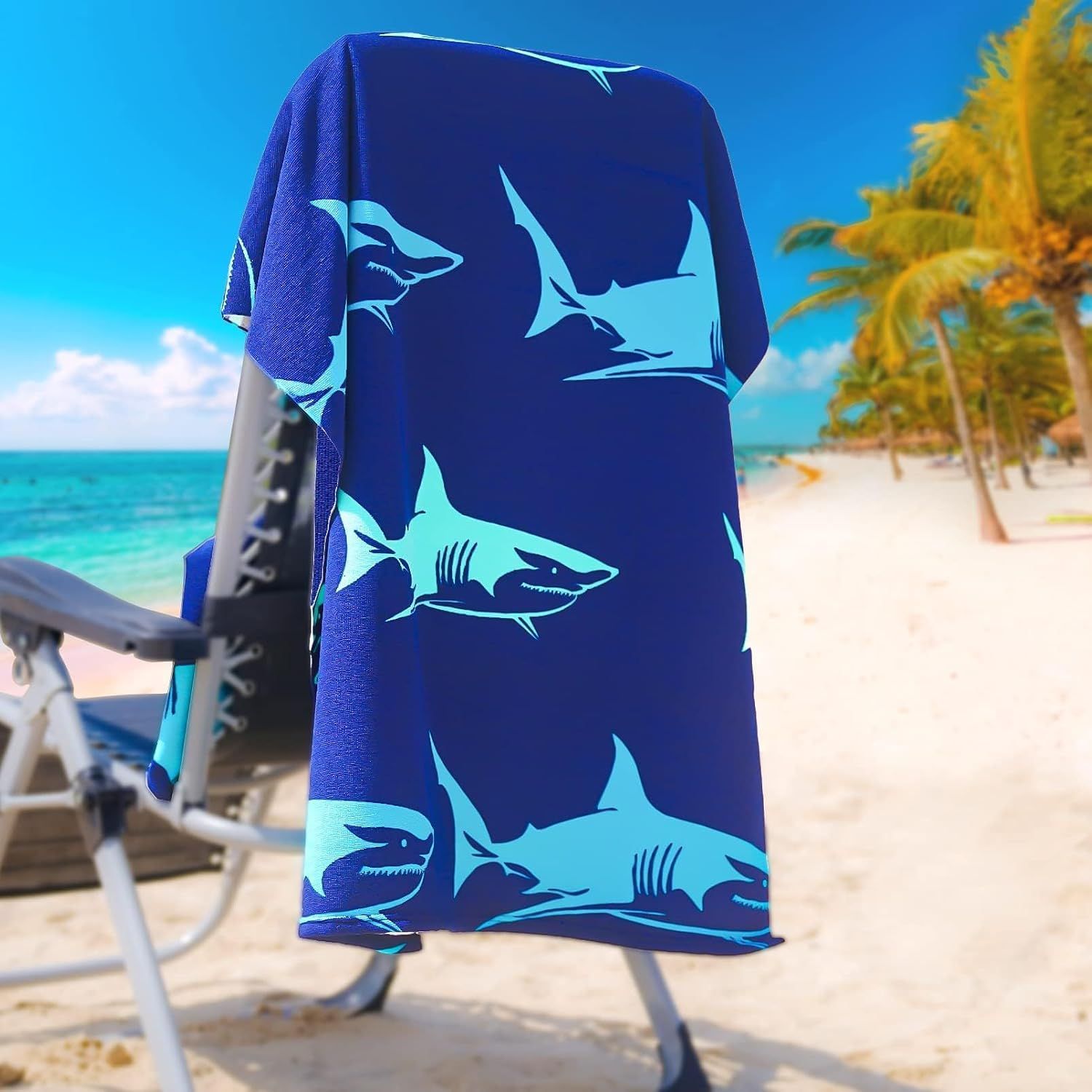 4 Pack Oversized Thin Beach Towels, Quick-Dry Swim and Travel Towels for Adults, Poolside, Camping and Lounge Chairs, Assorted Prints, 152 × 183 cm — image 2
