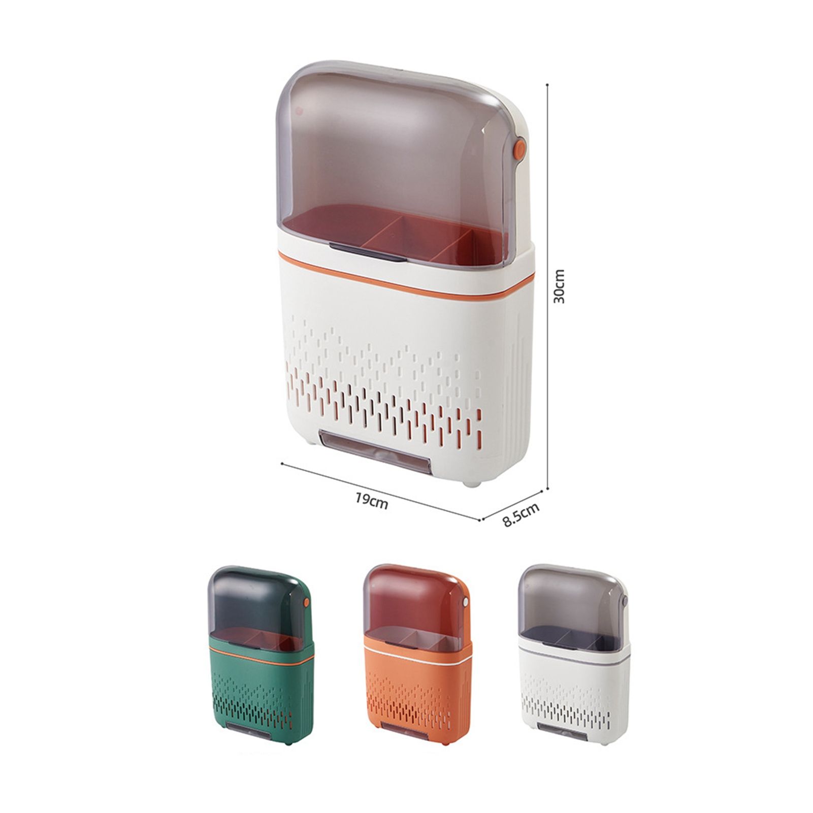 Kitchen Hanging Rack Rustproof Waterproof Compartmental Storage Cutlery Drainer with Cover Moonlight White — image 5