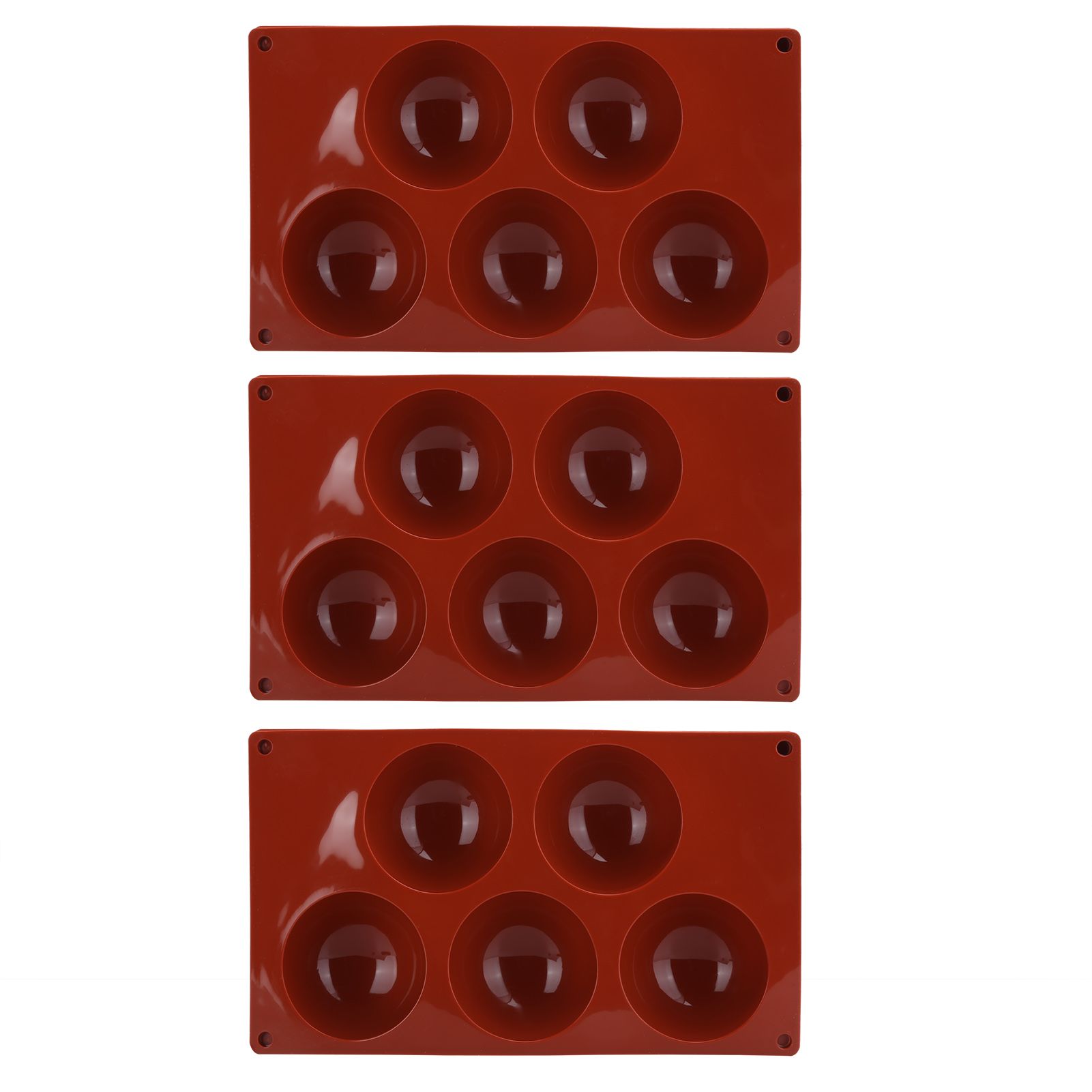 3PCS Semi Sphere Silicone Mold Baking Mold for DIY Making Hot Chocolate Mousse Cake5 Hole — image 3