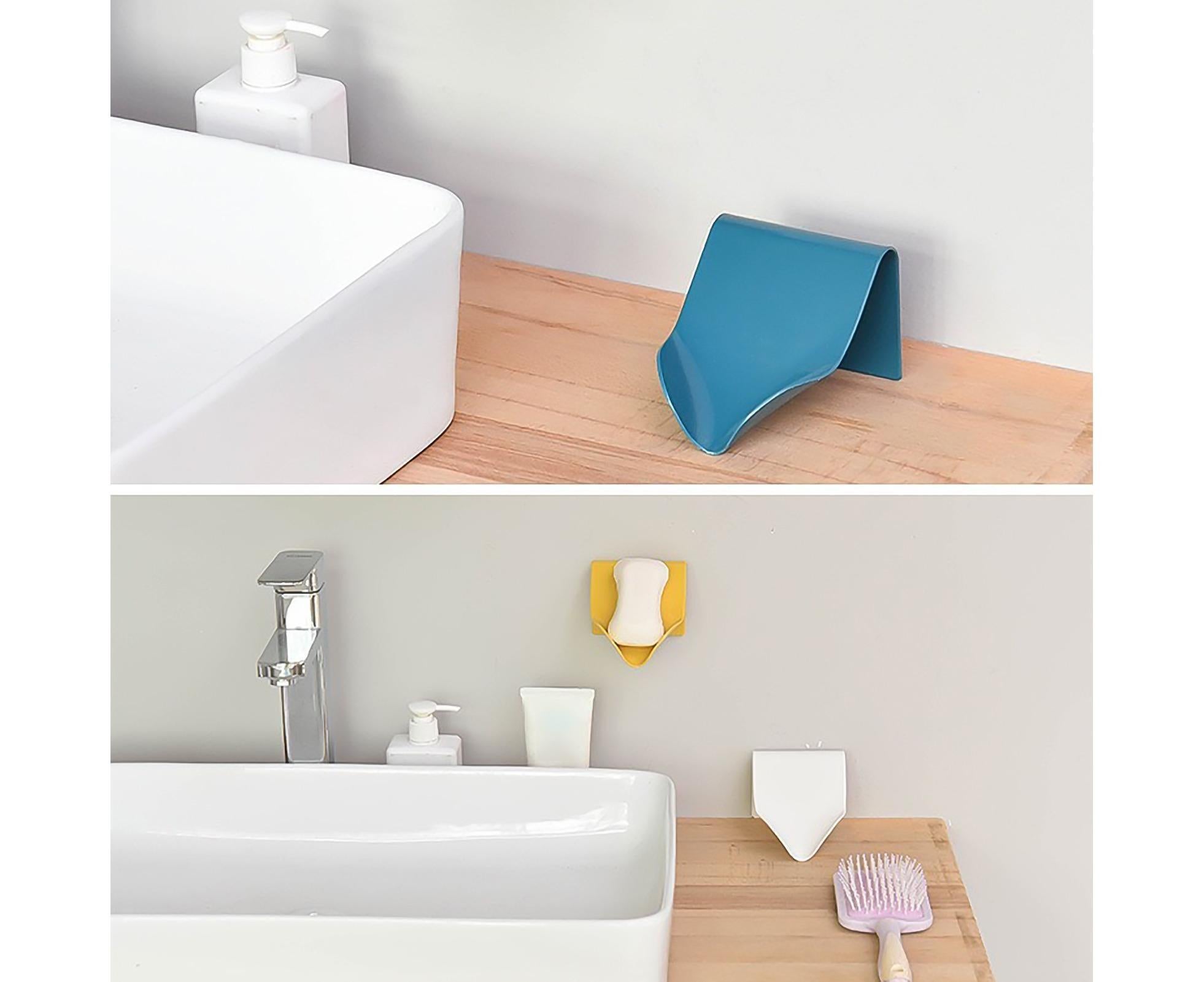 Seamless Wall-Mounted Hole-Free Soap Holder Bathroom Drainage Storage Rack Box-Yellow β image 4