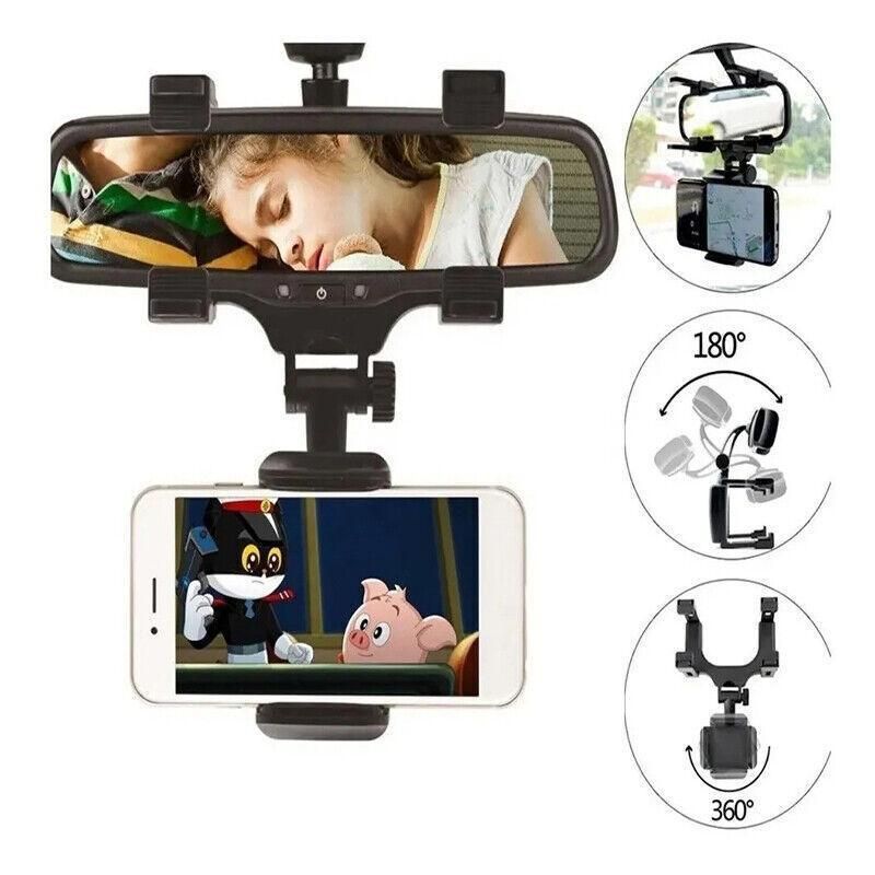 Rear View Mirror Phone Holder 360 Degree Rotation Car Mount for Smartphone โ image 4