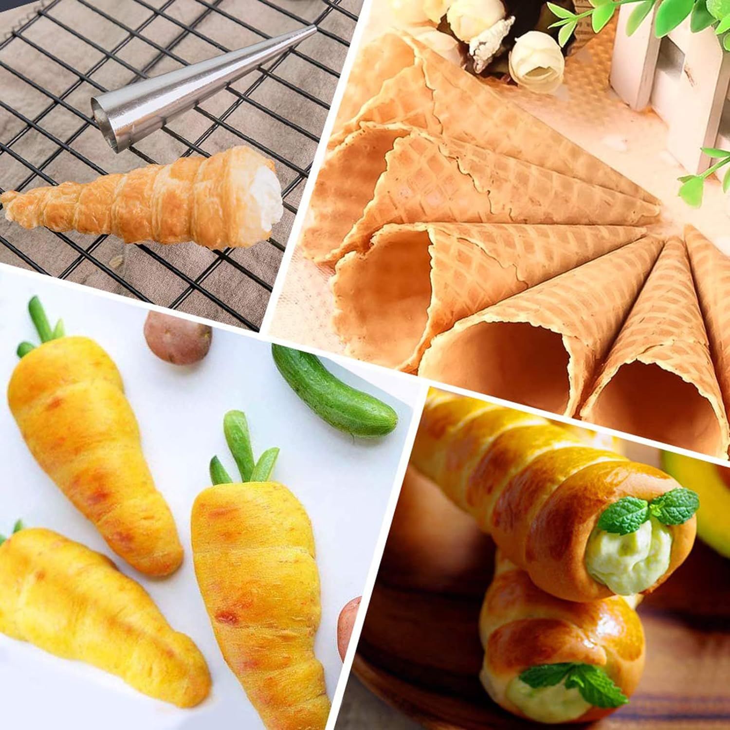 3 PCS Stainless Steel Cream Roll Horn Forms Croissant Cones Moulds for Baking Cream Horn Cones Tubes Stainless Steel Conical โ image 4