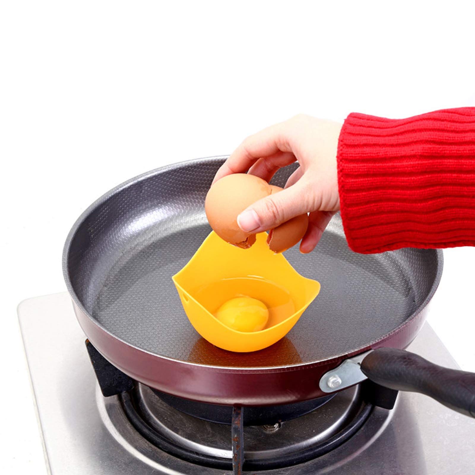 4 Pack Silicone Egg Poaching Cups Boiler Molds with Ring Standers Easy Release and Cleaning Poached Bowl for Microwave — image 2