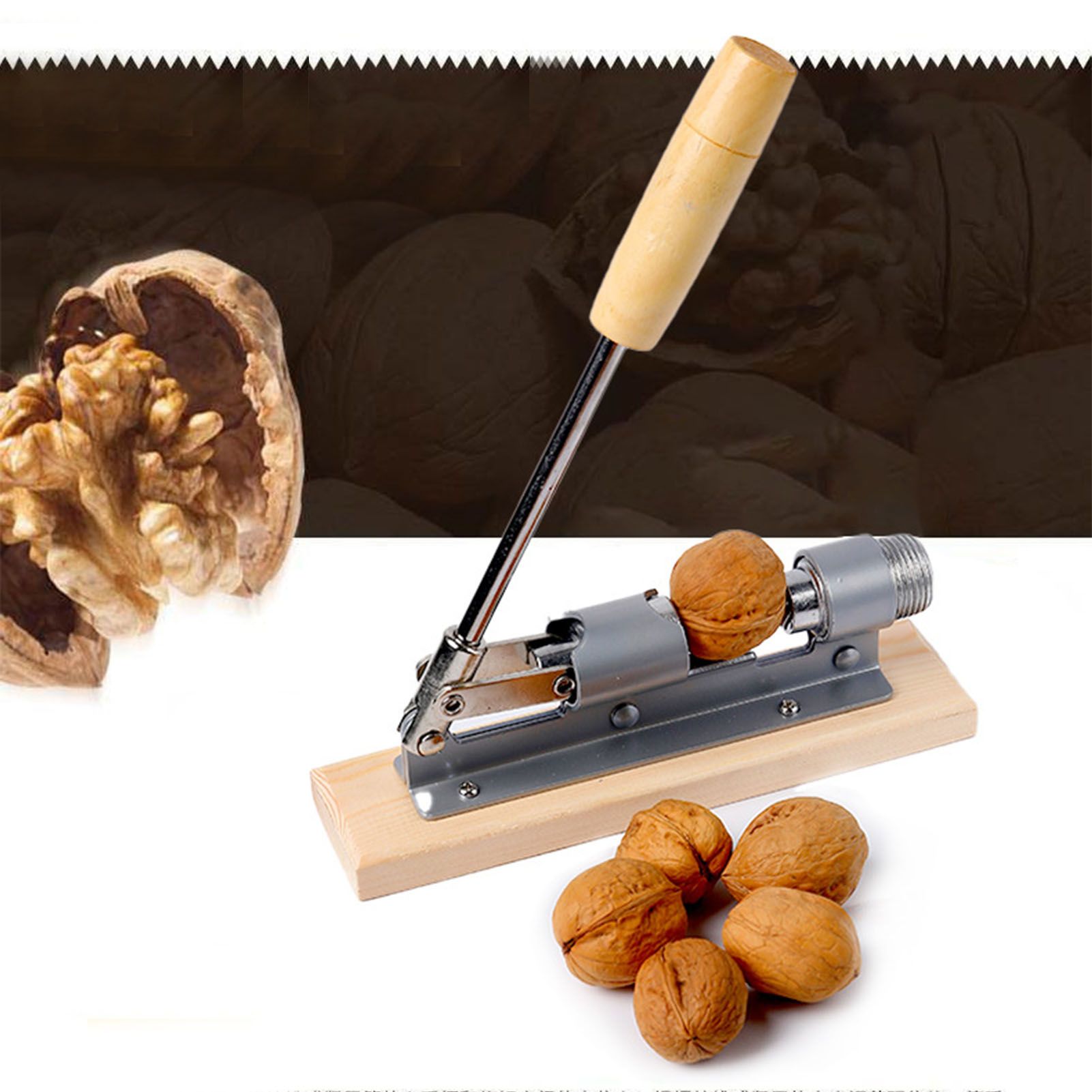 Pecan Nut Cracker Mechanical Regulable Design Wood Stainless Steel Walnut Plier Opener Tool โ image 6