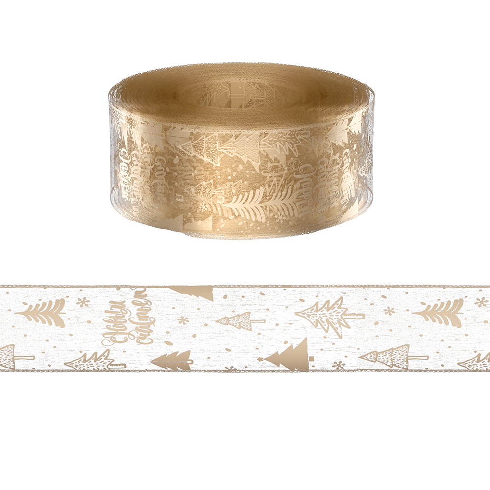 Jingle Jollys 20M Christmas Ribbon Roll Bow Printed Xmas Tree Decor Gift Gold โ image 3