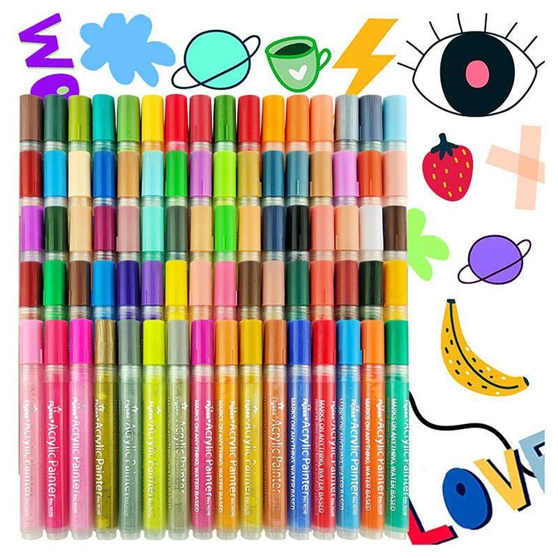 Flysea 12-80 Colours Acrylic Paint Pens Painting Stone Ceramic Glass Markers 0.7 - 35-Colour Set (15 Medium+ 20 Fine Tip) — image 4