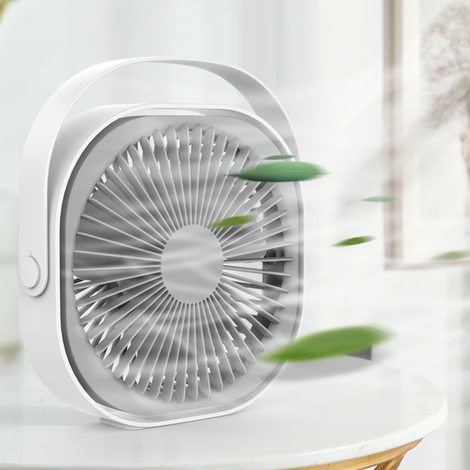 Small Desk Fan 6 Inch Quiet Mini Portable USB Rechargeable Desktop Fan for Home and Office White โ image 5