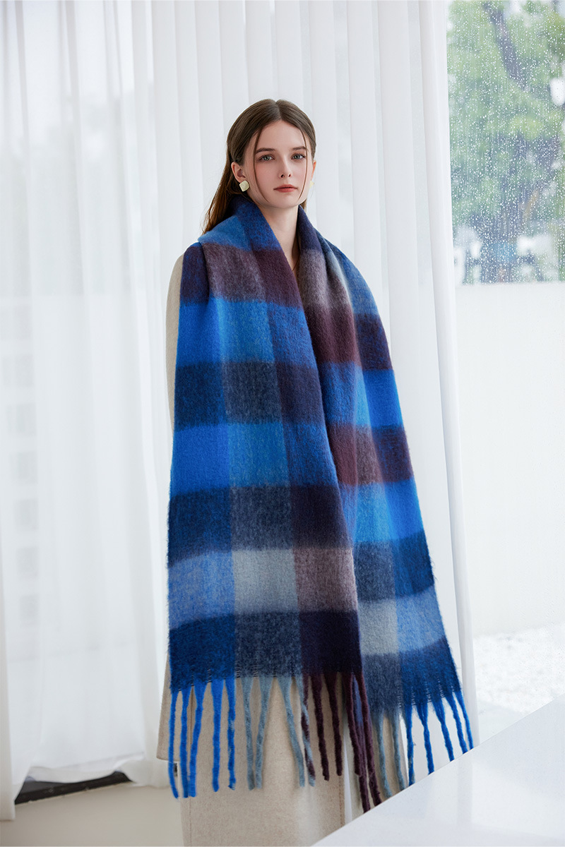 Winter Luxe Warm Oversized Scarf-Cozy Thick Plaid Wrap, European Chic Style(Yellow green plaid) โ image 5