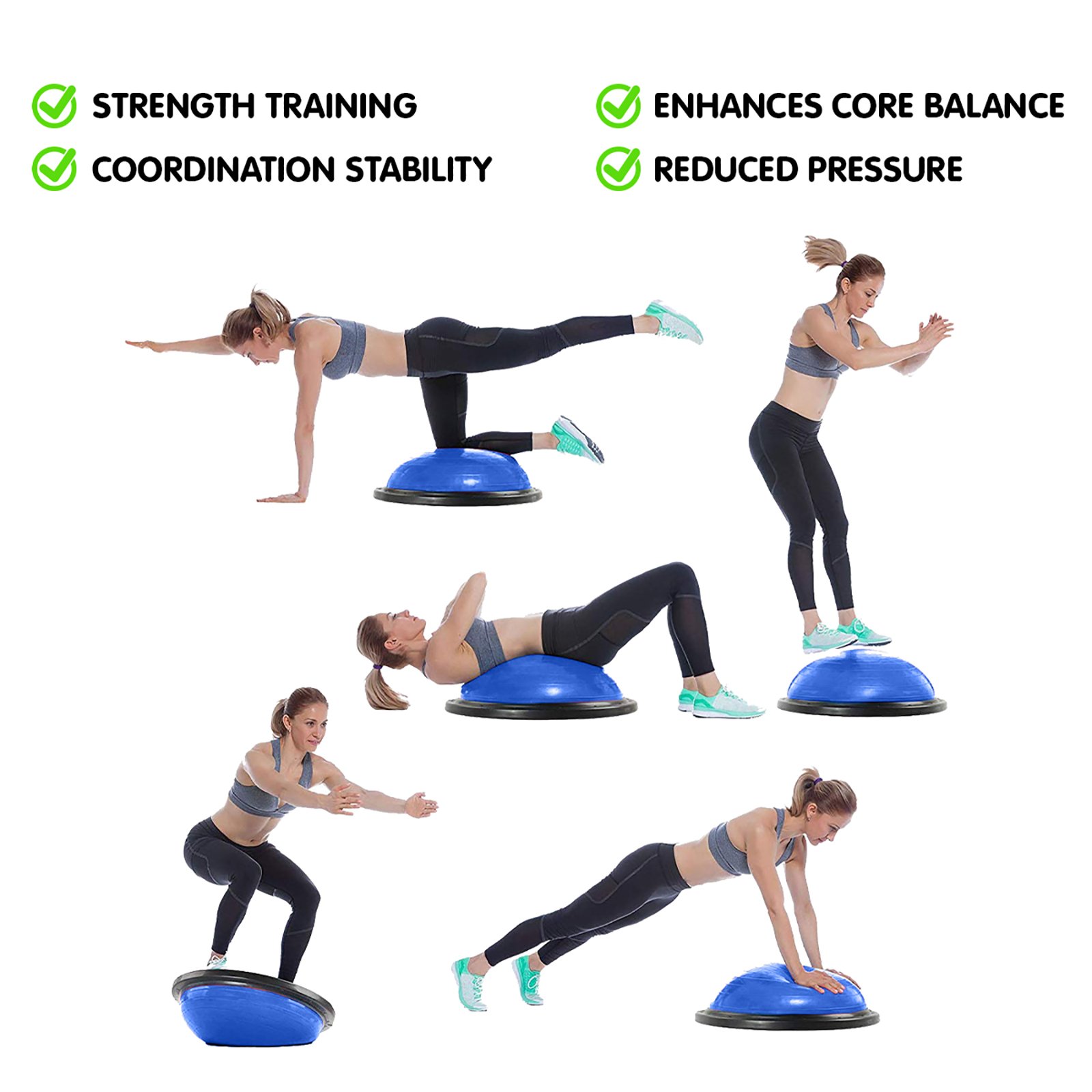 Powertrain Fitness Yoga Ball Home Gym Workout Balance Trainer Blue โ image 6