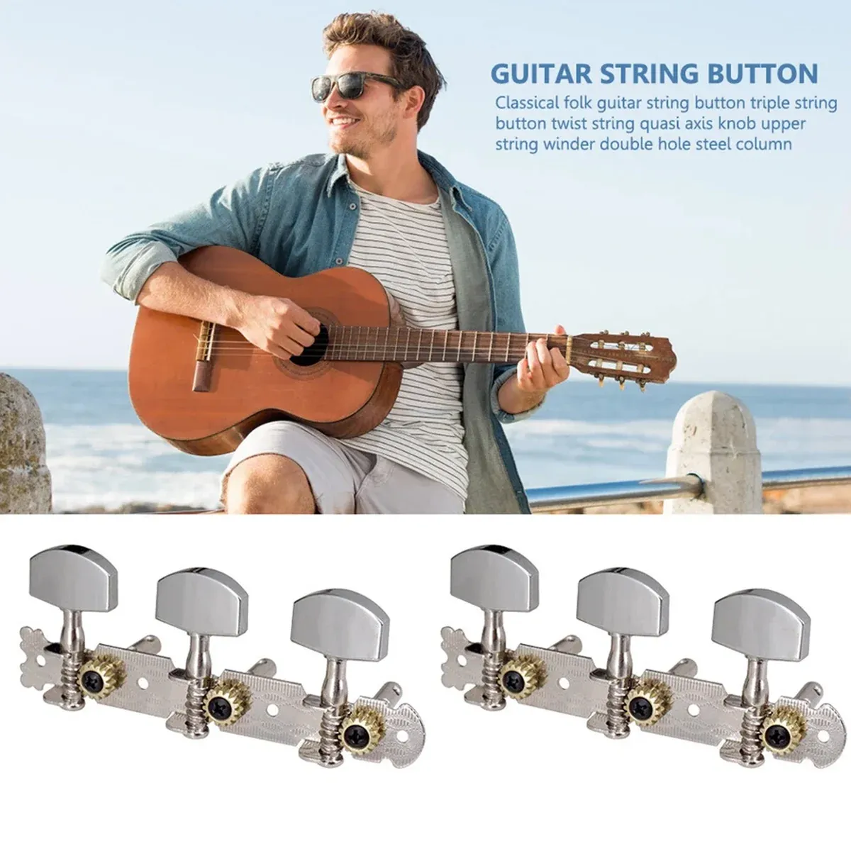 2pcs Metal Classic Guitar String Tuning Pegs Machine Heads Tuners Keys Parts — image 4