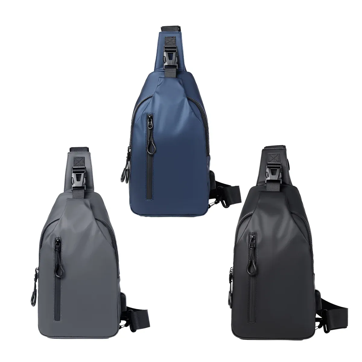 Large Capacity Chest Crossbody Bag Waterproof Durable for Travel Daily Use - Grey — image 3