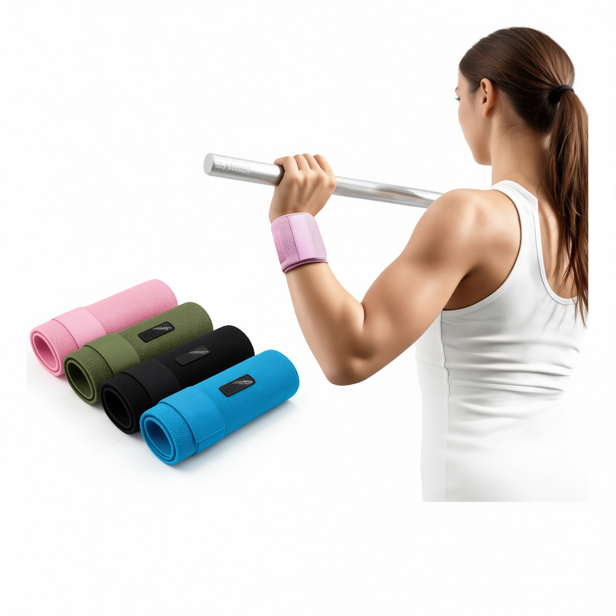 Wrist Compression Bandage Adjustable Fitness Support Cyan blue pair [strap compression - free adjustment] One Size — image 3