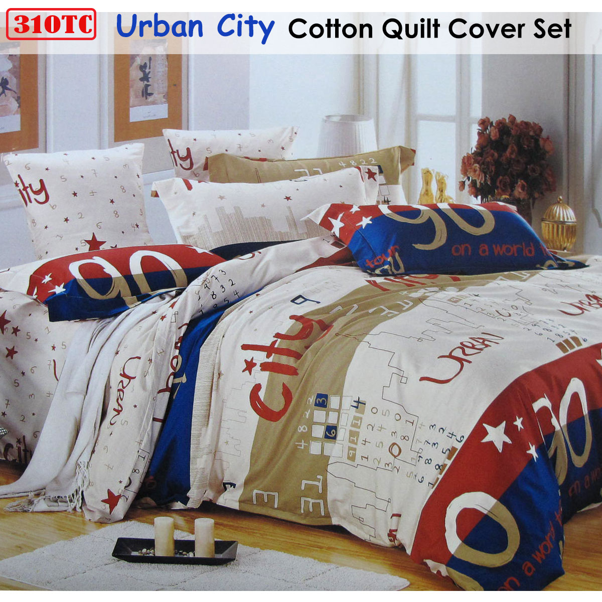 310TC Urban City Cotton Printed Quilt Cover Set Single — image 2
