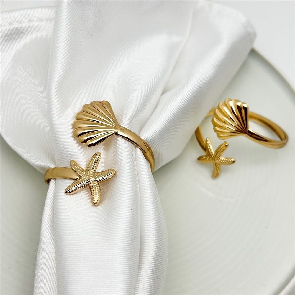 Napkin Rings Set of 12 Coastal Sea Star Napkin Ring Holders for Beach Wedding Pool Party Table Setting,Ocean Nautical Napkin Rings for Hawaii Holiday — image 4
