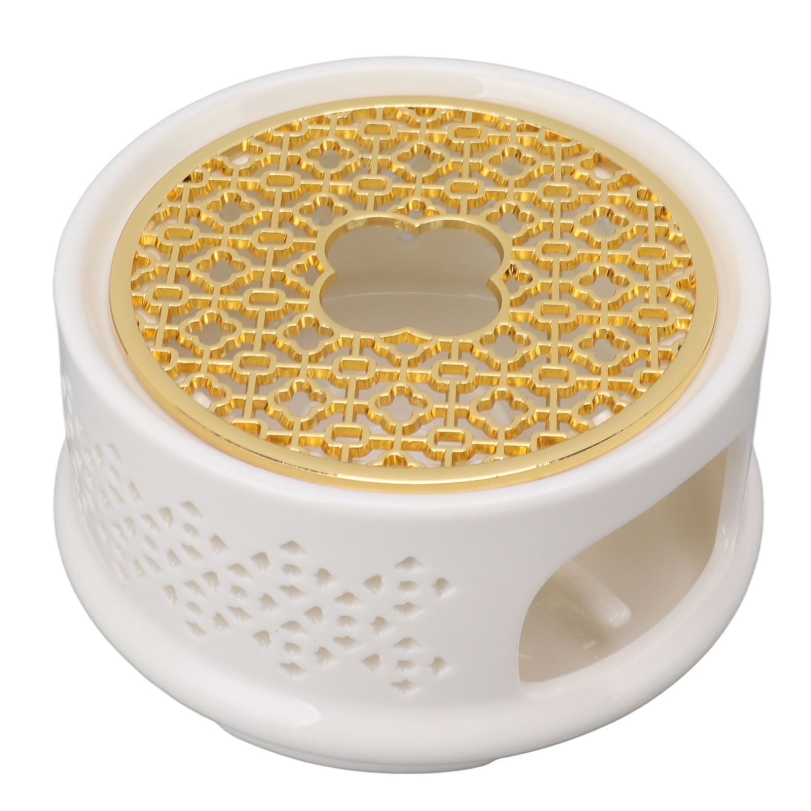 Teapot Warmer Tea Coffee Warmer Base Ceramic Heater with Spoon Lid and Candle Holder White โ image 5