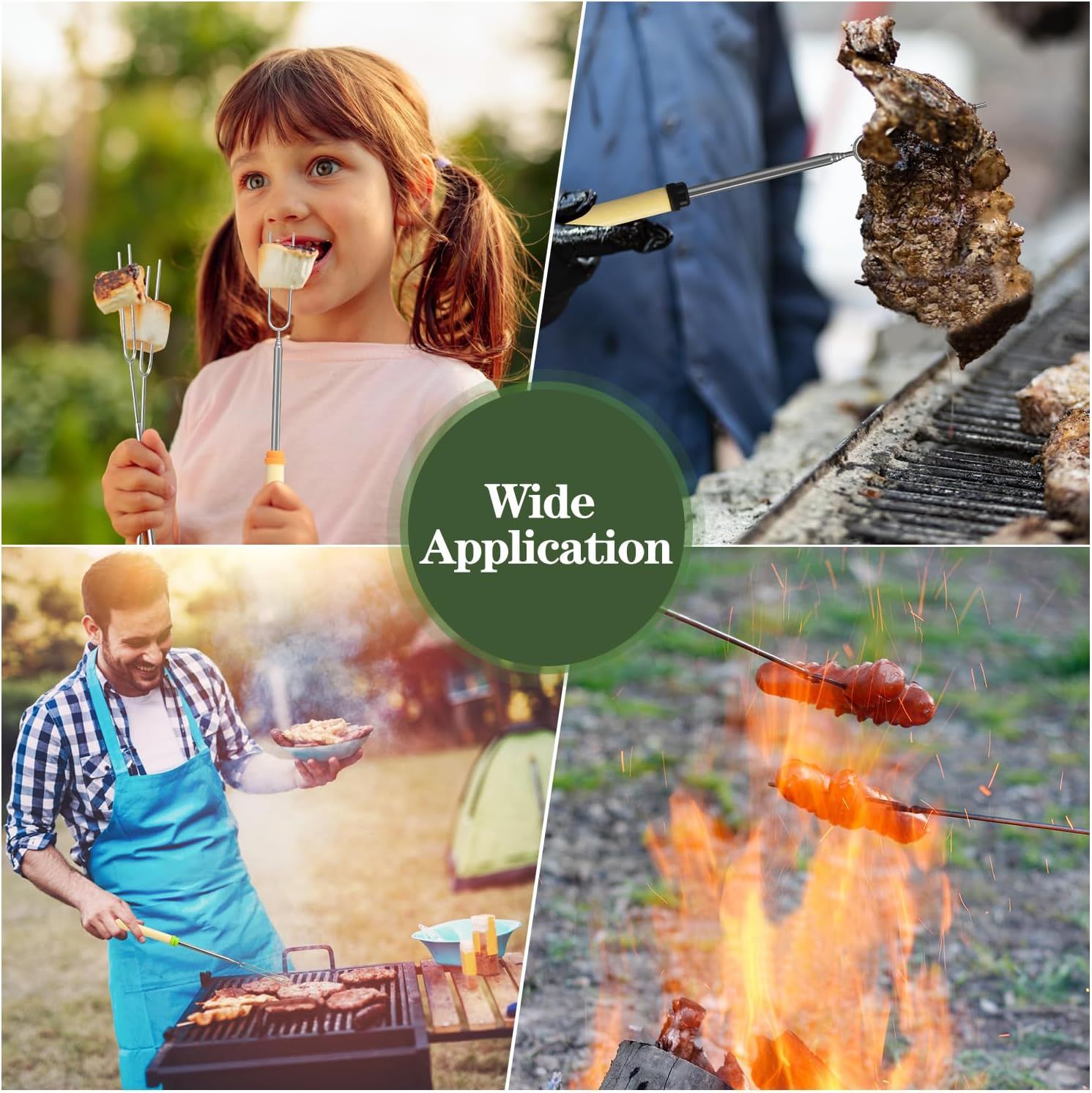 Marshmallow Roasting Sticks-Skewers for Fire Pit Kit - Hot Dog Camping Accessories Campfire Marshmellow 32 Inch Long Fork - 5 Pack โ image 4