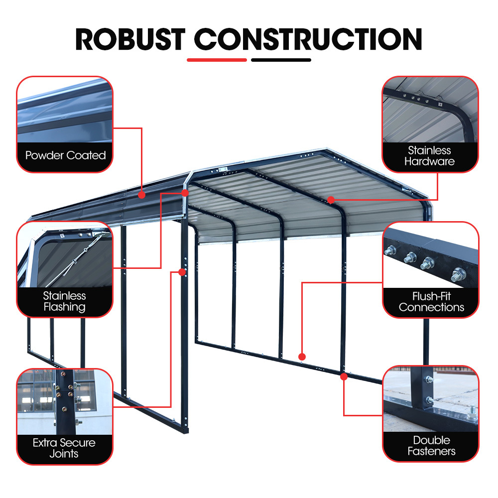 SHADE SHIELD Single Carport Shed 3.3 x 6 x 2.9m, Galvanised Steel Frame, Powder Coated Gable Roof, Shelter for Car Caravan Boat Tractor Agricultural — image 3