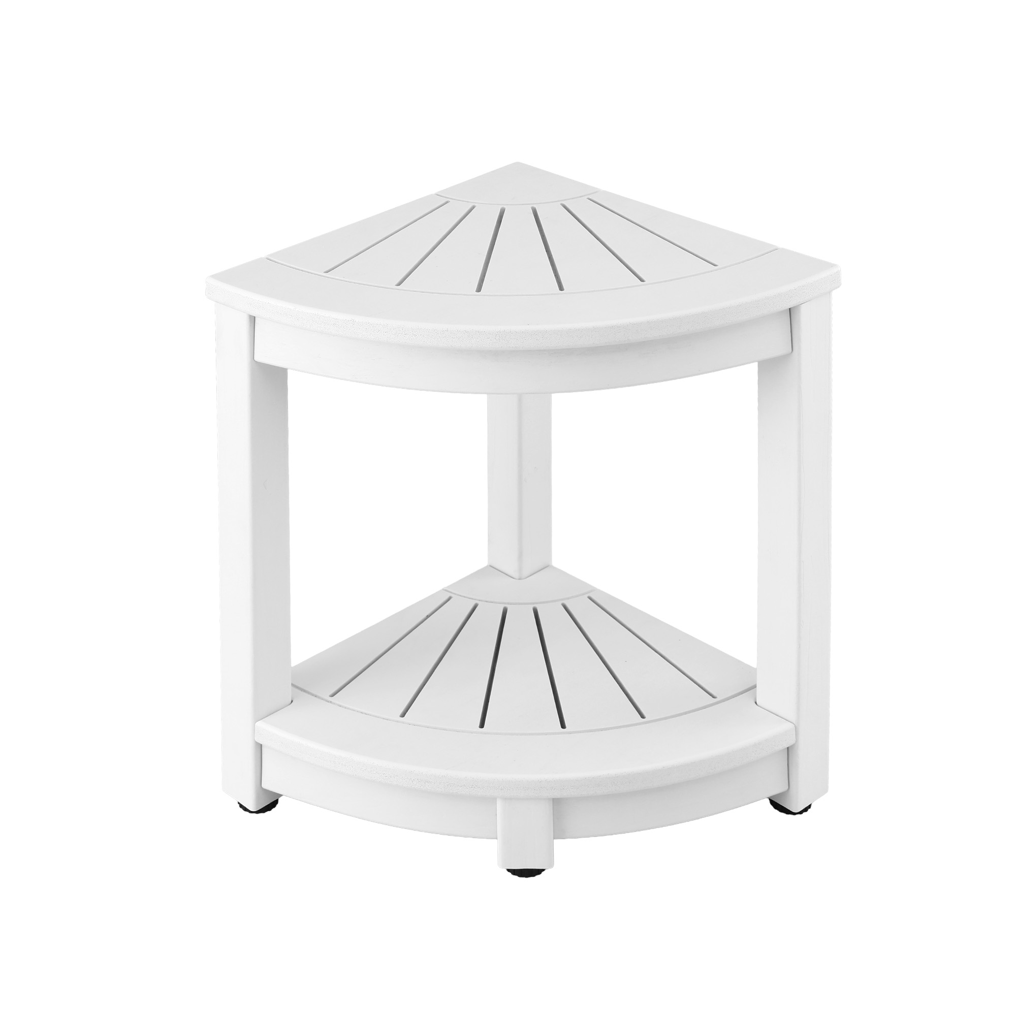 Gardeon Outdoor Coffee Side Table HDPE Desk Corner Shower Stool Bench Seat with Storage Shelf White — image 3