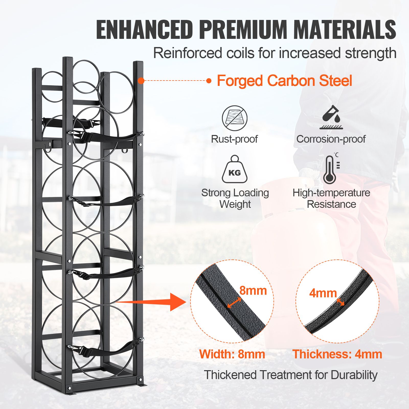 Refrigerant Tank Rack, with 3 x 30lbs and Other 3 Small Bottle Tanks, Cylinder Tank Rack 12.79x12.99x47.12 in, Refrigerant Cylinder Rack and Holders for Freon โ image 3