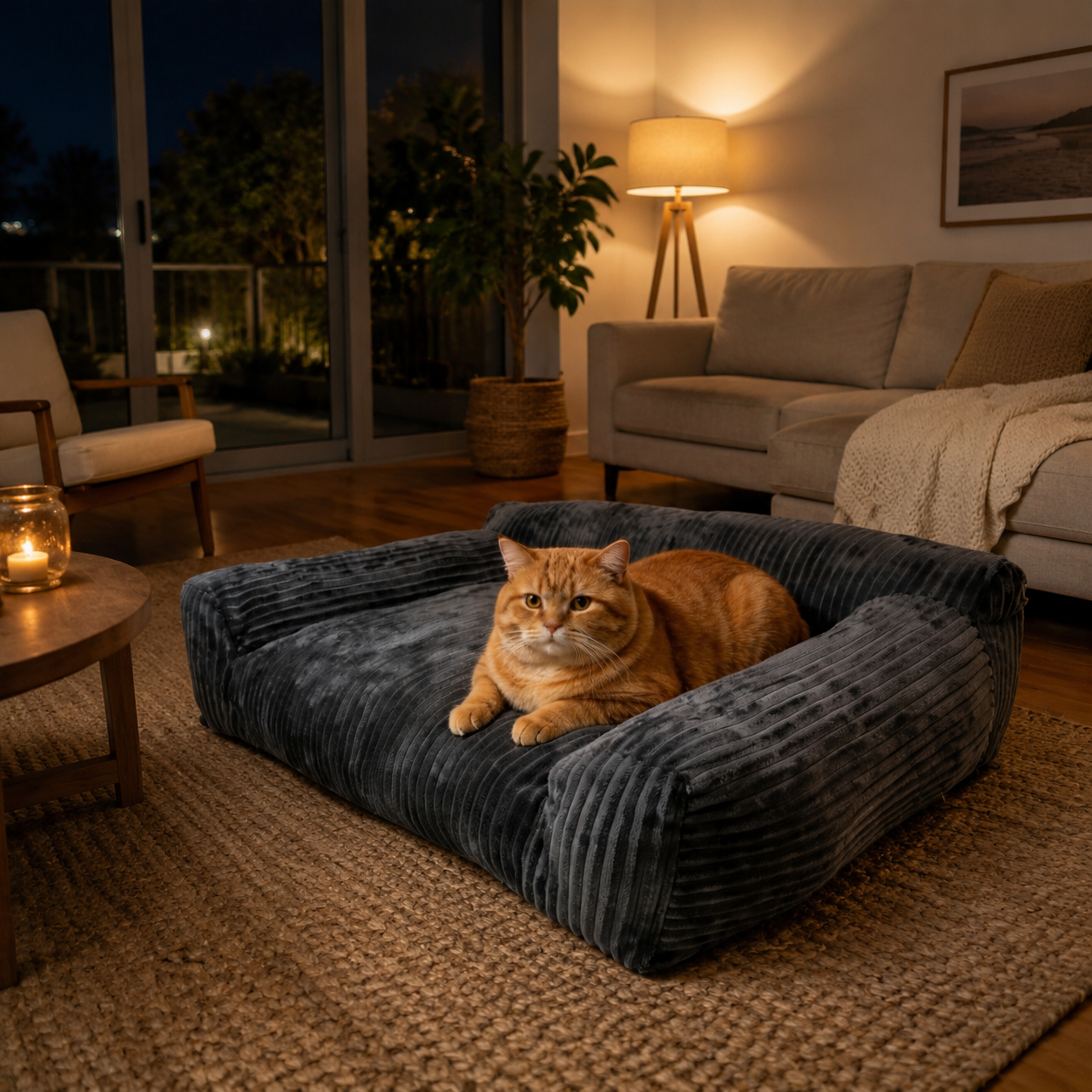 Plush Corduroy Pet Sofa Bed with Removable Heating Pad, Orthopedic Foam Support & Machine-Washable Cover – The Ultimate Cozy Retreat for Cats and — image 6