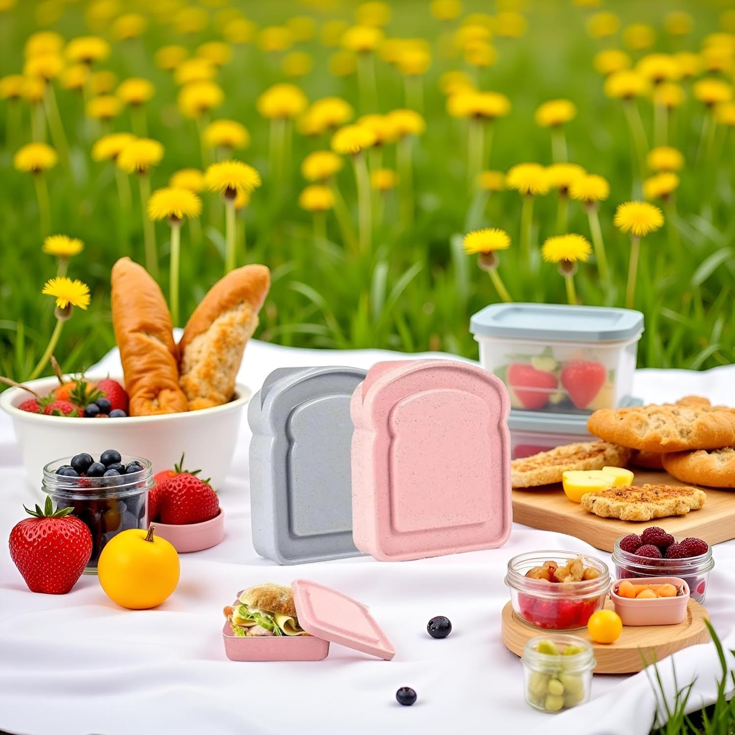1Pc Random Color Sandwich Containers, Sandwich Box Food Storage Toast Shape Holder Plastic for Lunch, Sandwich Keeper for Adults Prep Microwave Food Containers โ image 4