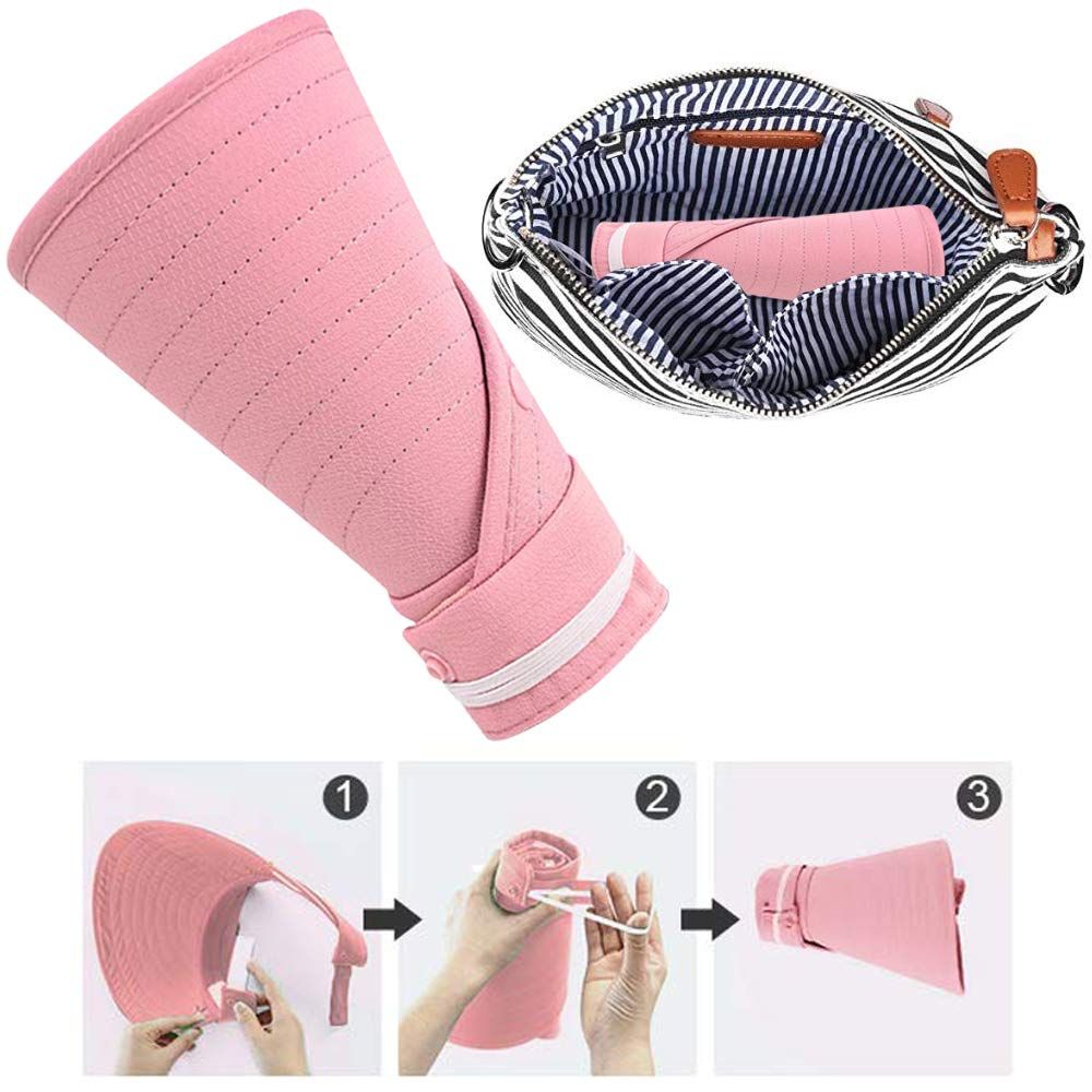 Sun Hats for Women Wide Brim UV Protection Visor UPF 50+ Fishing Hats Foldable Ponytail Summer Hat with Detachable Flap — image 3