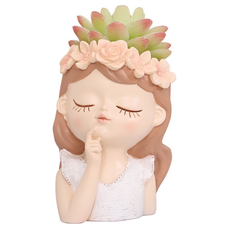 Head Planter Succulent Pots Face Flower Pot Cute Resin Cactus Planters with Drainage Creative Decorations, Gift