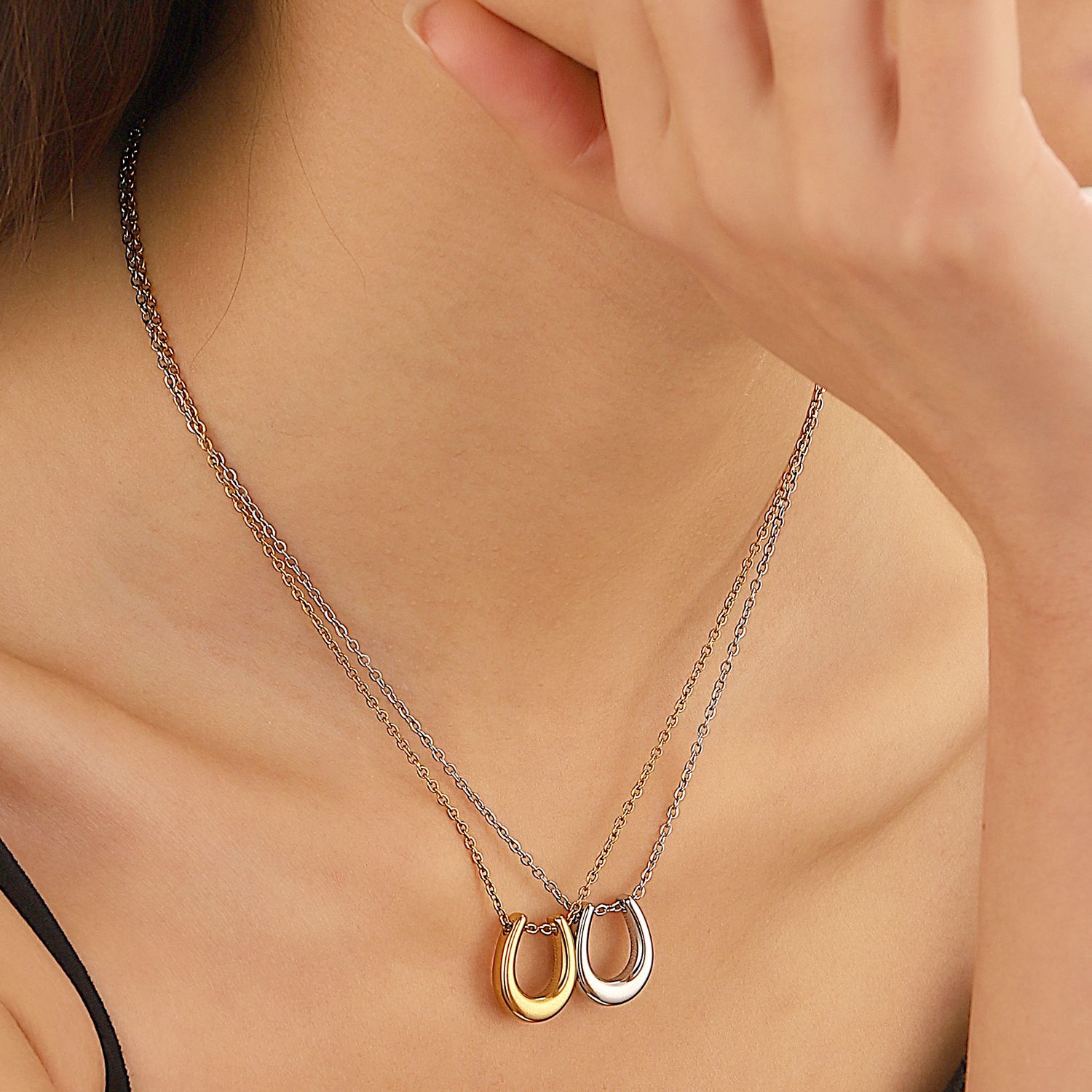 Gold Silver Horseshoe Necklace Good Luck Amulet Necklace for Woman Best Friend Jewelry Gifts Clavicular chain — image 2