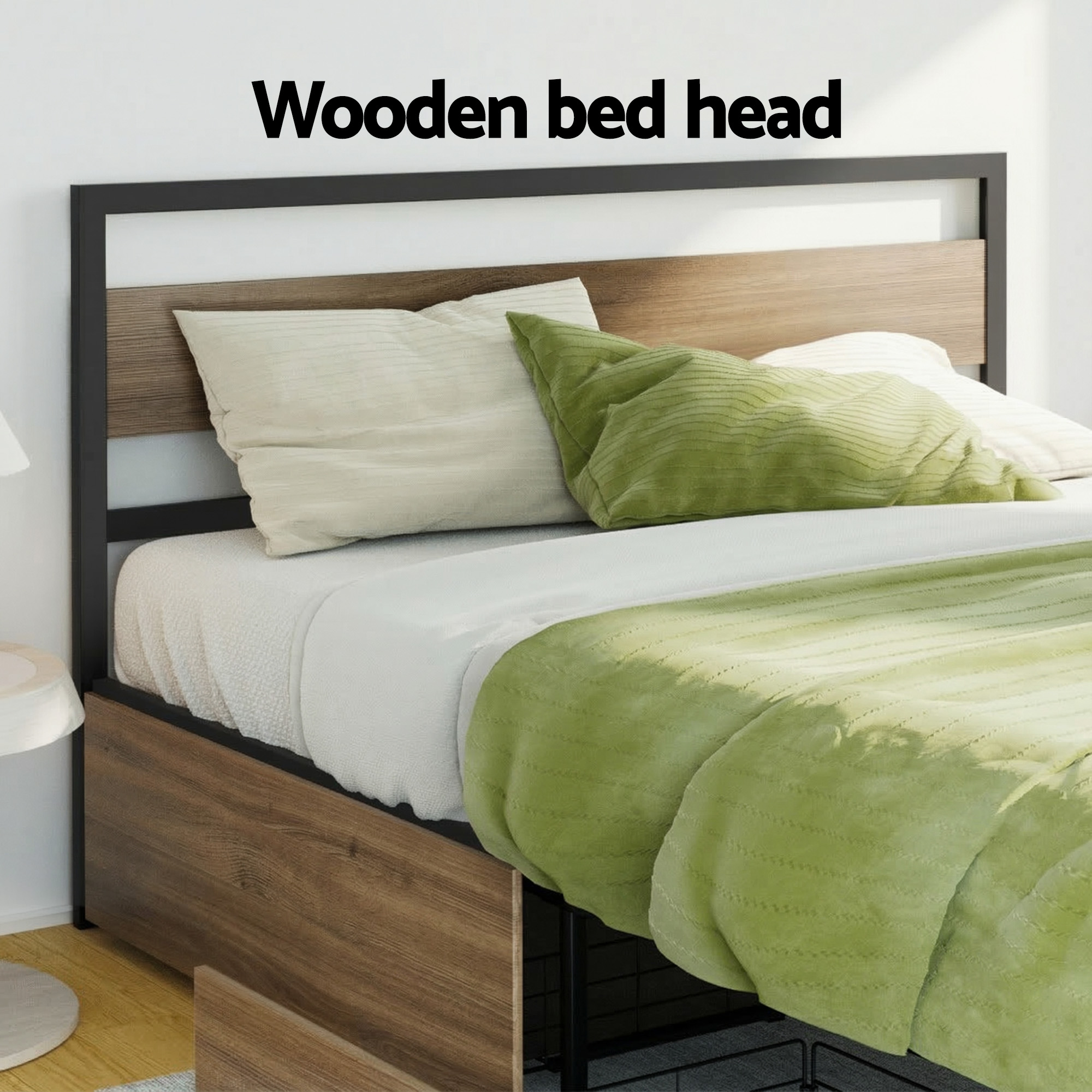 Artiss Bed Frame Queen Size Metal Frame with 2 Drawers DREW โ image 4