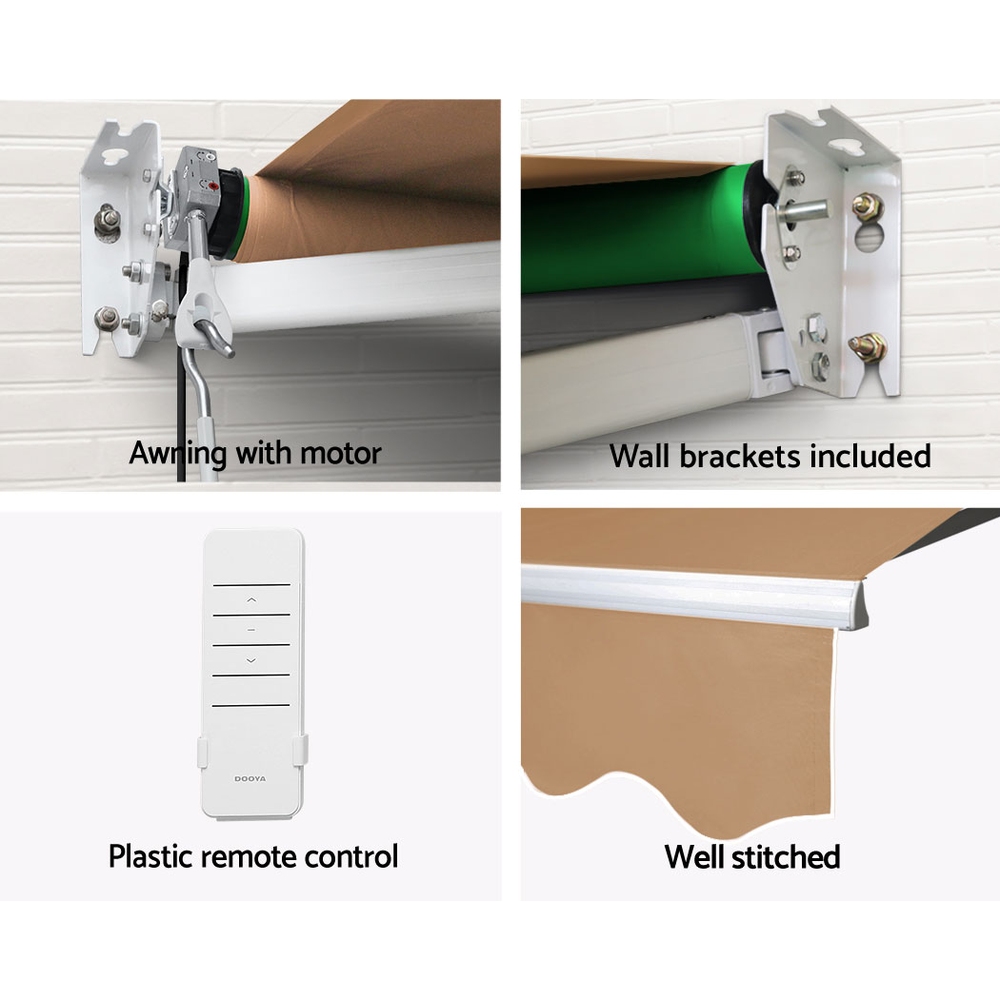 Instahut Retractable Folding Arm Awning Motorised Sunshade 4Mx3M Beige — image 6