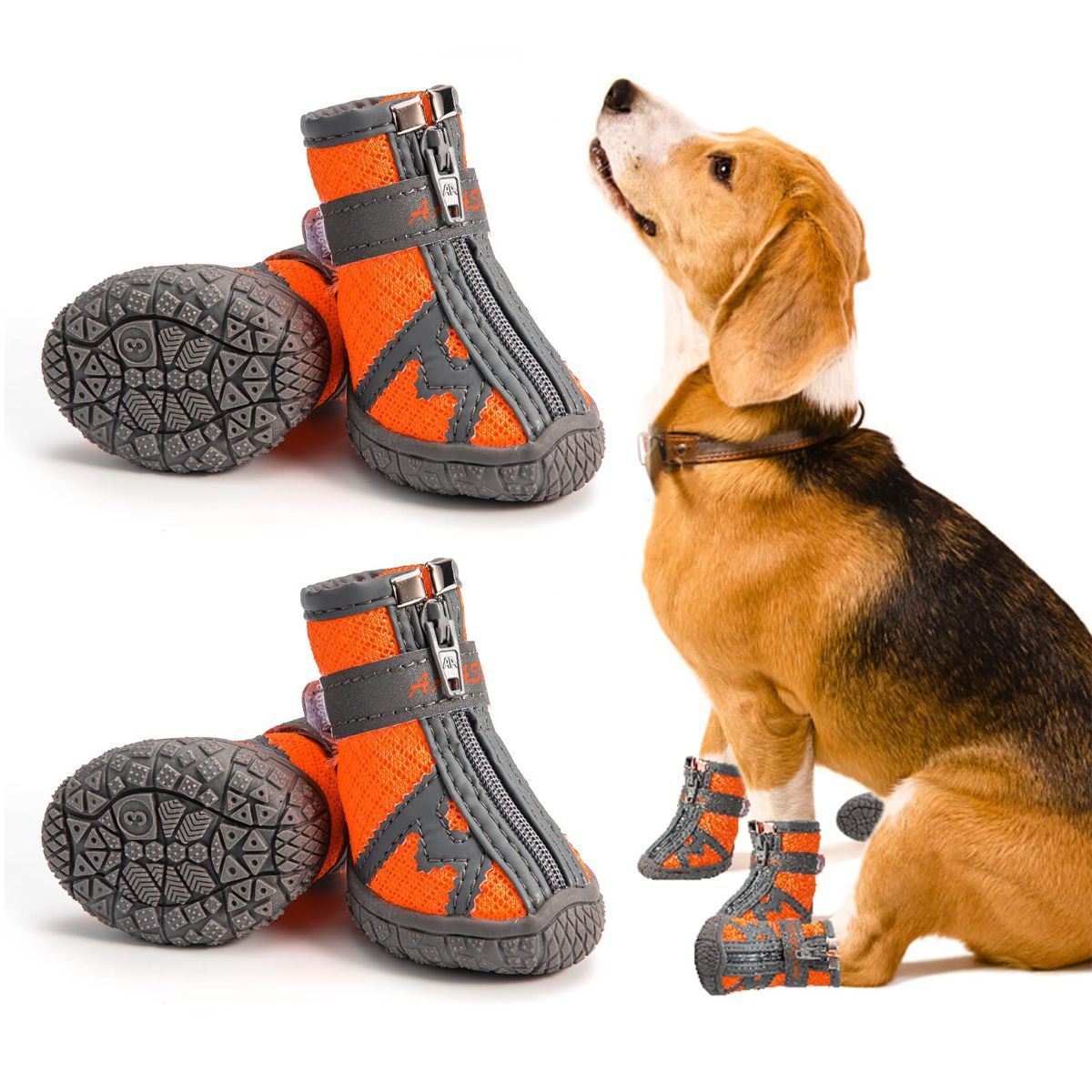 Dog Shoes for Small Medium Dogs Waterproof Puppy Dog Boots with Safety Reflective Dog Paw Protectors for Winter Hot Pavement Rainy Day with Anti Slip