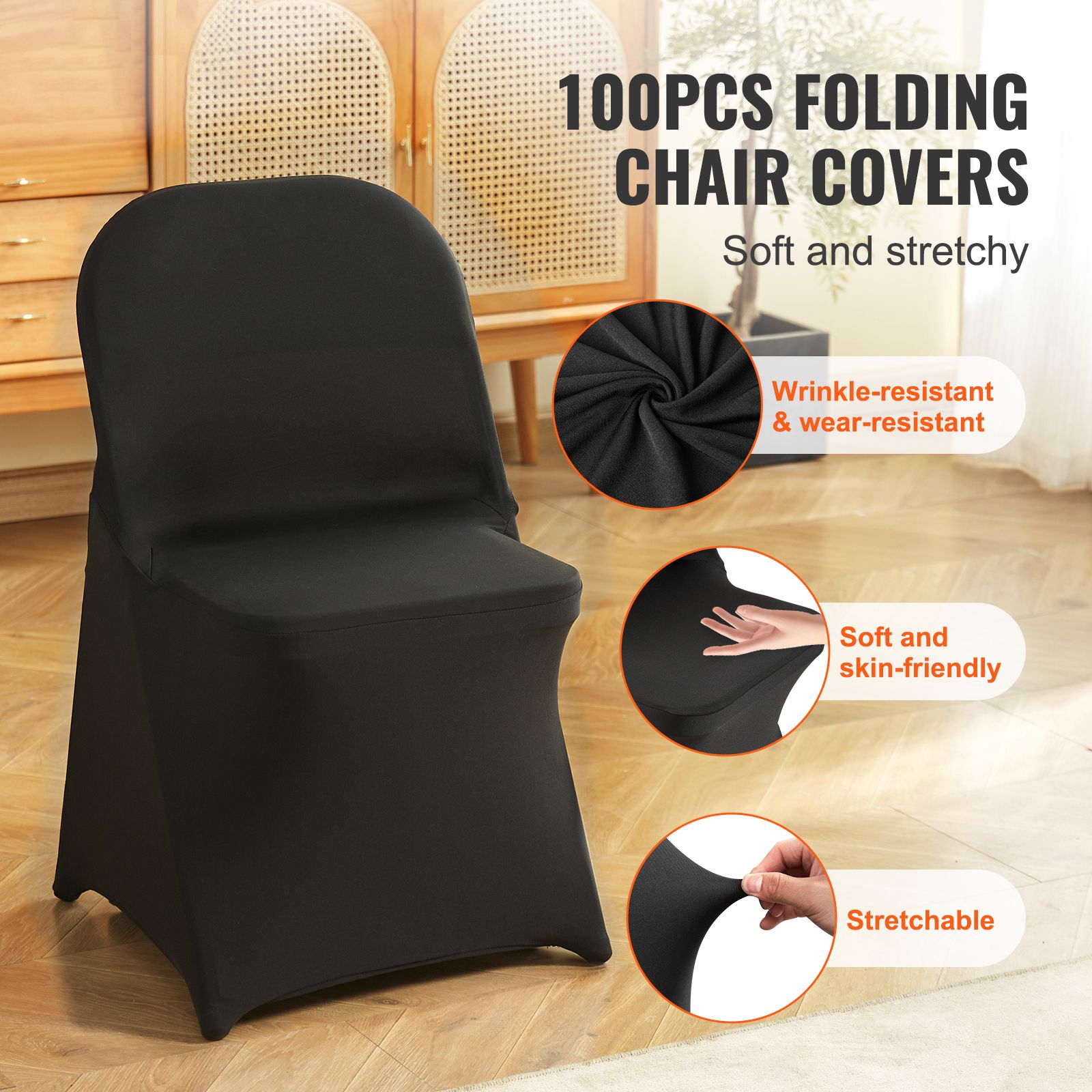 Stretch Spandex Folding Chair Covers, Universal Fitted Chair Cover, Removable Washable Protective Slipcovers, for Wedding, Holiday, Banquet, Party — image 2