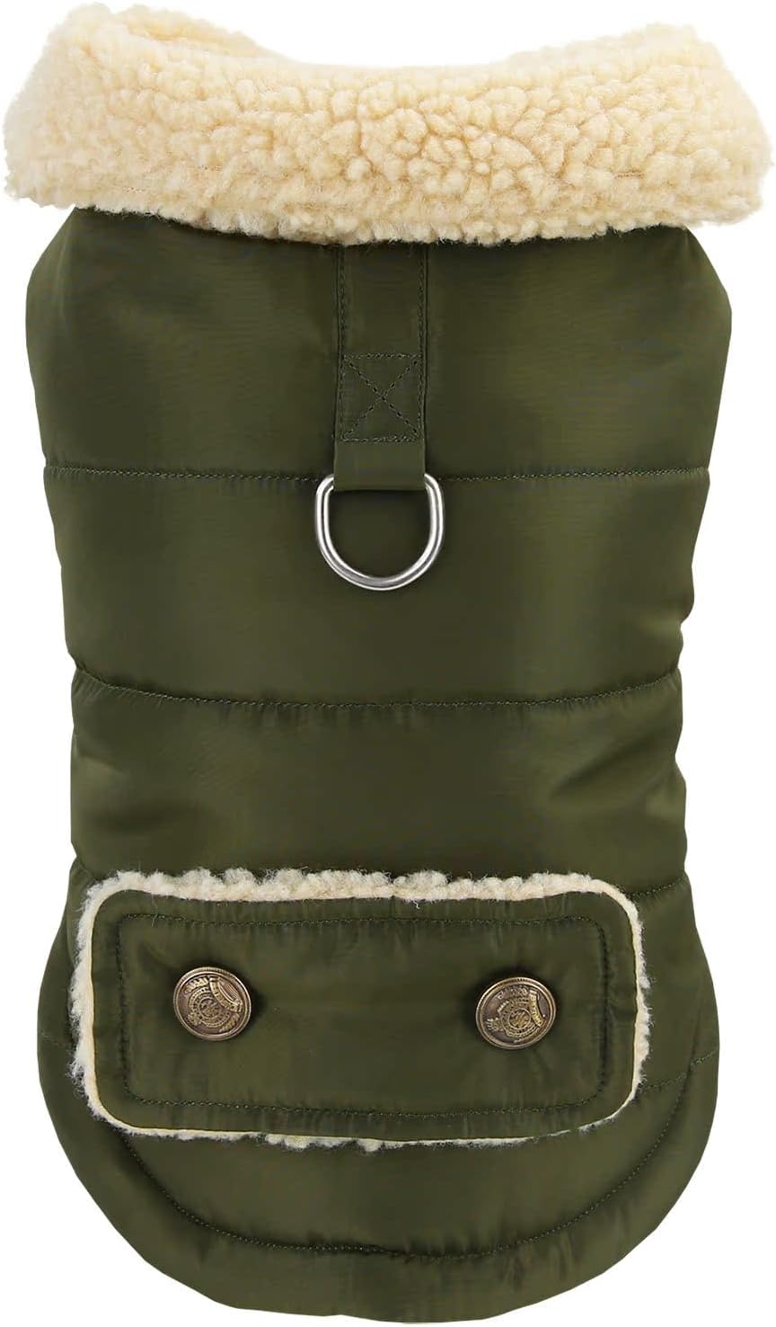 Winter Dog Coat Warm Padded Military Green XXL Size Dog Jacket for Cold Weather โ image 2