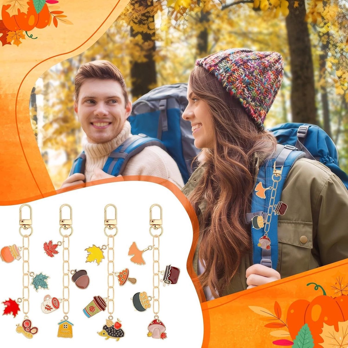Autumn keychain making set - 60 autumn charms & 12 clips - plus accessories — image 4