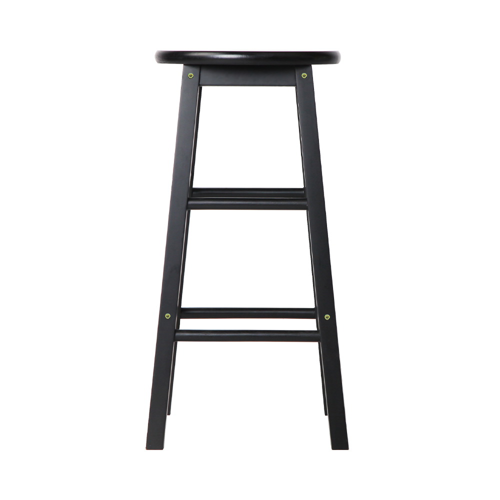 Artiss 2x Bar Stools Round Chairs Wooden Black โ image 3