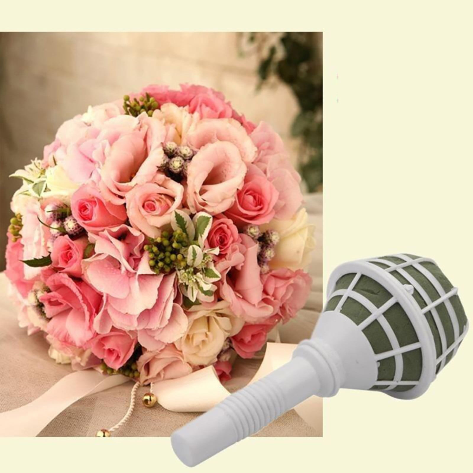 1 Piece Bouquet Holder, DIY Wedding Foam Floral Handle for Fresh and Artificial Bouquets, Bridal Decoration, White, 3.34 × 7.08 inches — image 4