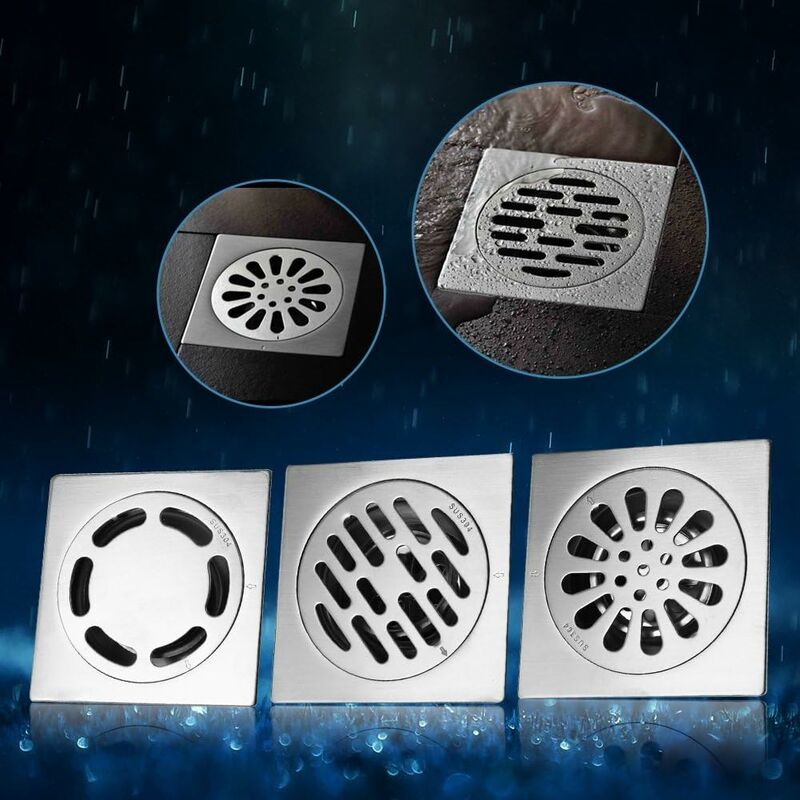 Thick Stainless Steel Floor Drain Anti-odor Square Shower Drain for Bathroom 100 100mm (Style: 3) — image 5