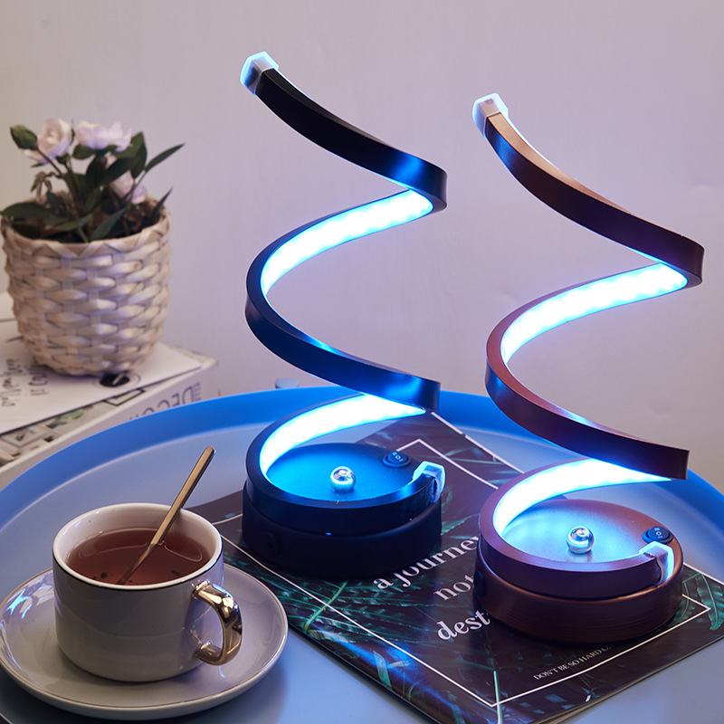 Modern Spiral LED Table Lamp - Dimmable, 3 Light Modes(black) — image 4