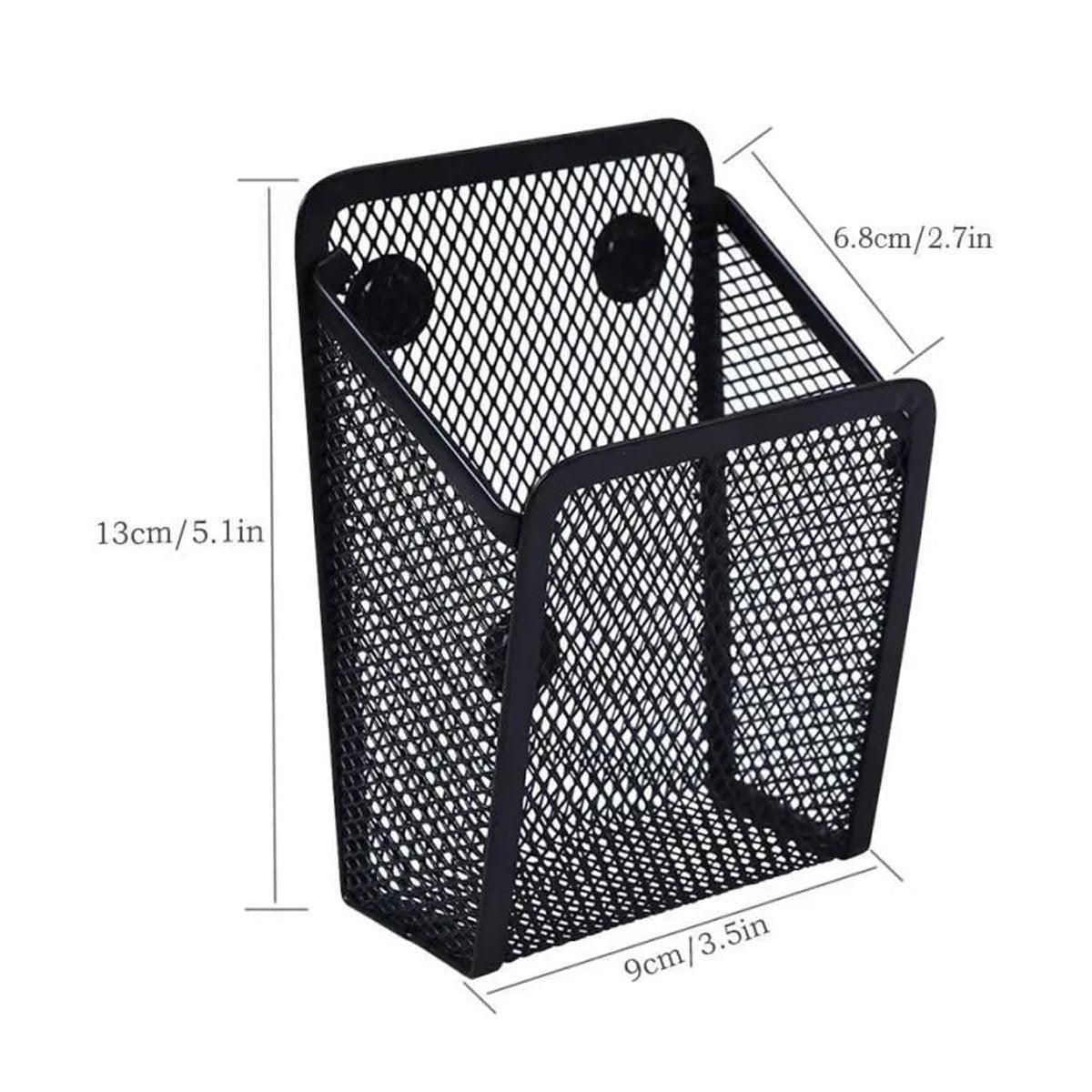 Metal Iron Mesh Pen Holder Magnetic Square Office Desk Storage Organizer Box โ image 3
