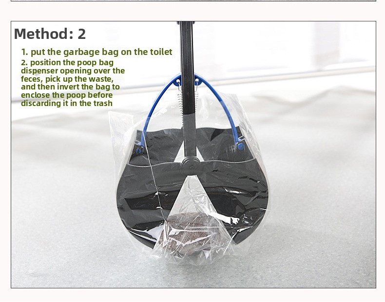 Super Long 80cm Foldable Pet Pooper Scooper Heavy Duty Dog Waste Picker No Bending Jaw Clamp with Dispenser & Bags Green — image 4