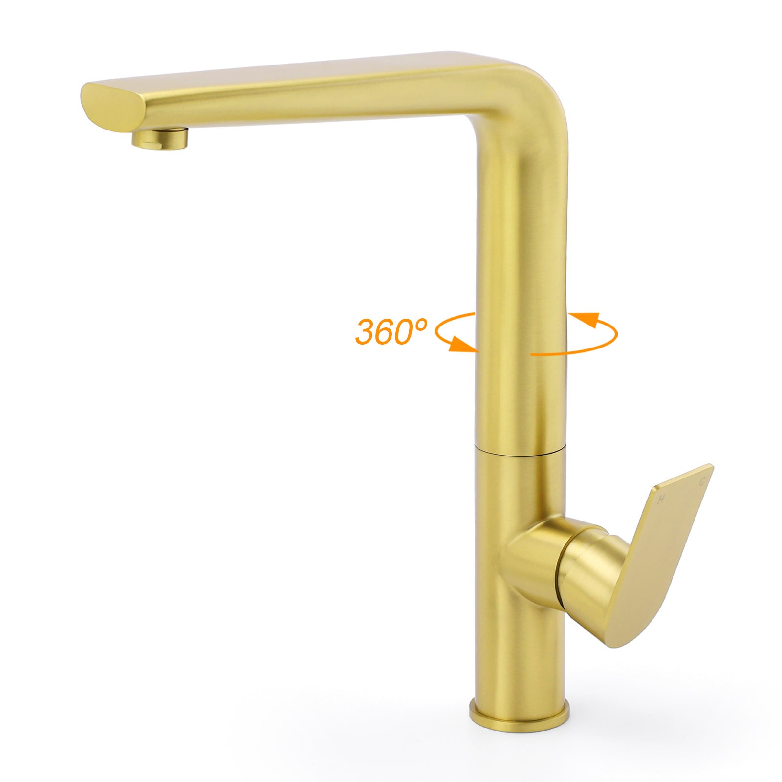 NEW ARRIVAL WELS Brushed Gold Round Kitchen Mixer Sink Tap Laundry Faucet Spout — image 2